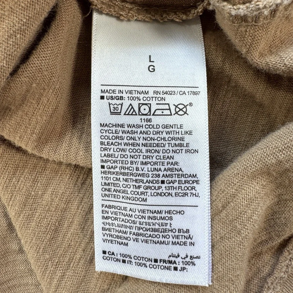 BANANA REPUBLIC Organic Cotton Long Sleeve Henley Mens Large Brown Soft